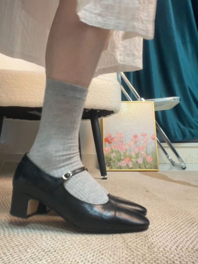 方头 袢扣 中口鞋 皮革 