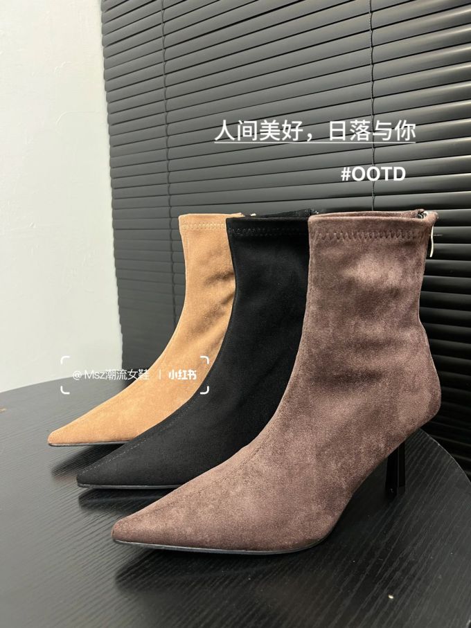 中跟 粗跟 尖头 皮革 