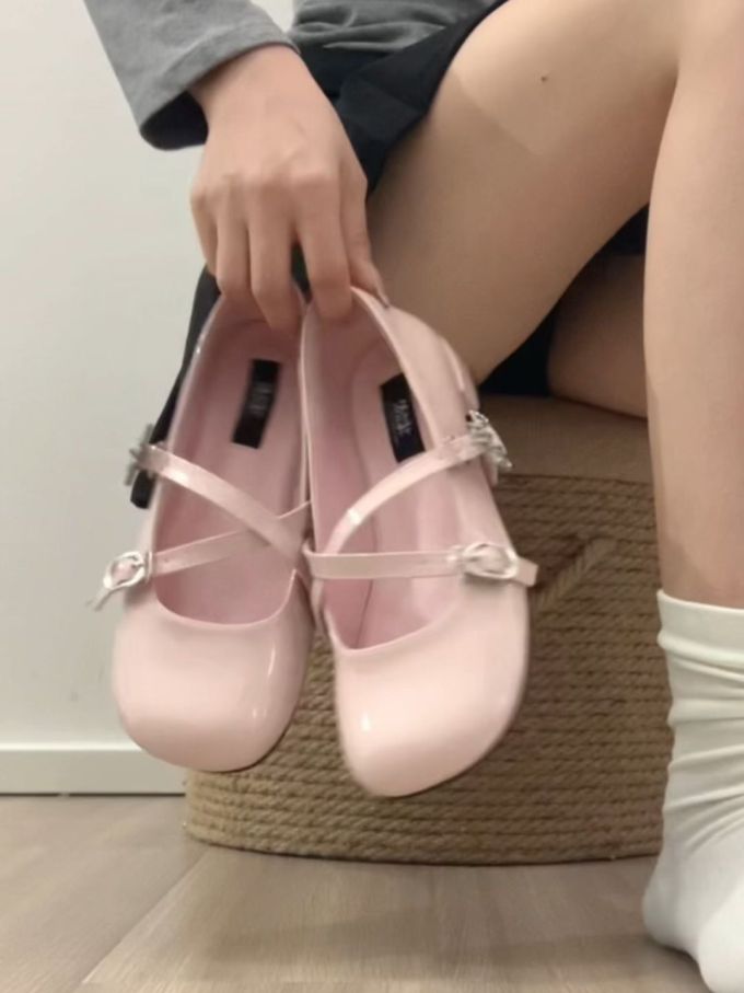 圆头 袢扣 中口鞋 皮革 
