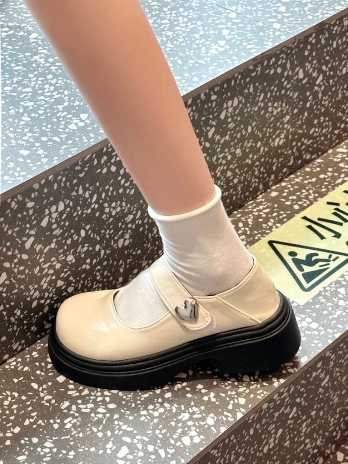 厚底 圆头 中口鞋 皮革 