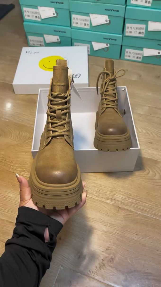 圆头 系带 皮革 