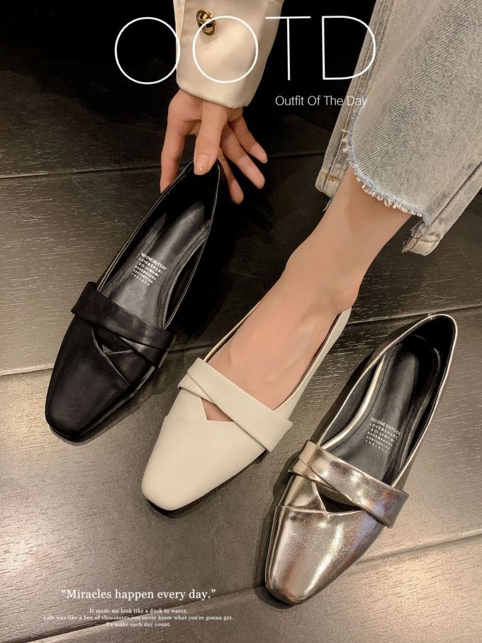 方头 中口鞋 皮革 