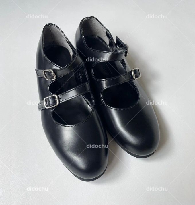 圆头 袢扣 中口鞋 皮革 