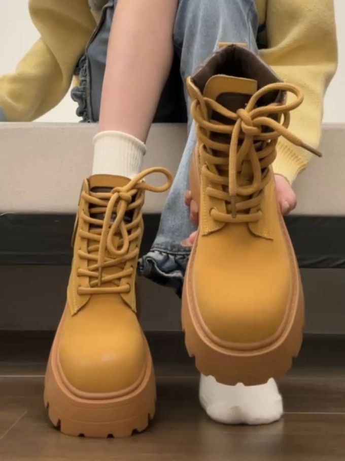 圆头 系带 皮革 