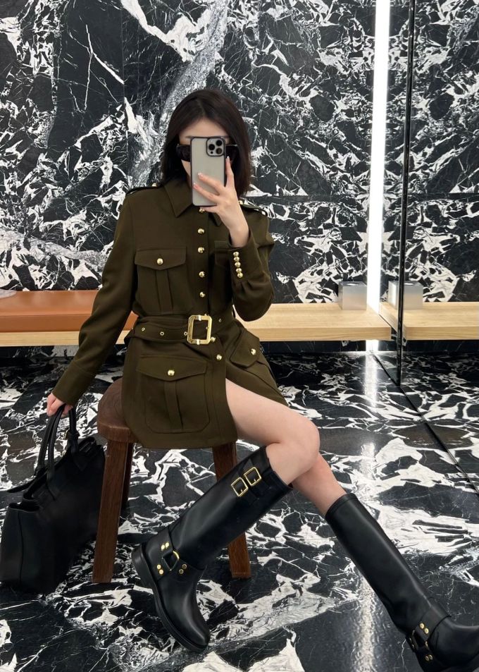 呢绒 H型 翻领 榉树色 巧克力棕色 本布腰带 基础扣饰 ABG辣妹 辣妹