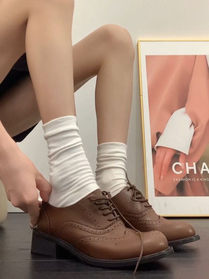 圆头 系带 皮革 