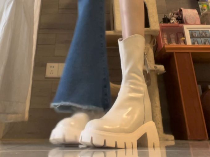坡跟 皮革 