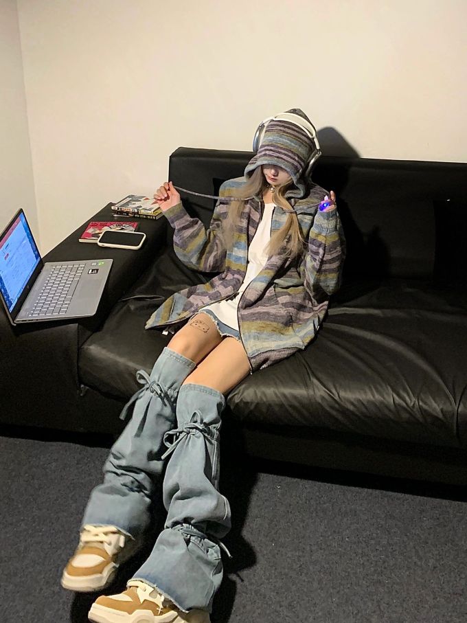 H型 迷彩 印花 巧克力棕色 爪哇色 灰棕色 基础拉链 Y2K 辣妹 