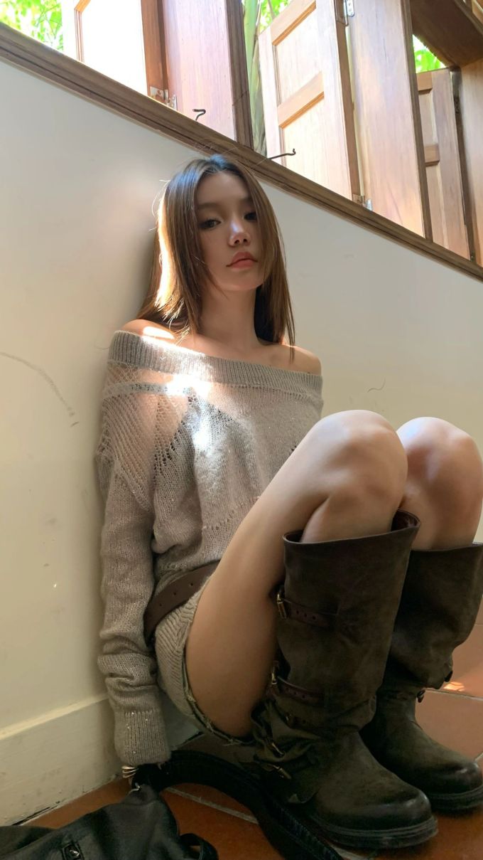 毛纺 一字领 细针 浅棕褐色 榉树色 袋鼠色 
