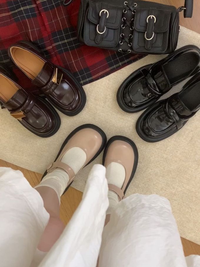 圆头 中口鞋 皮革 