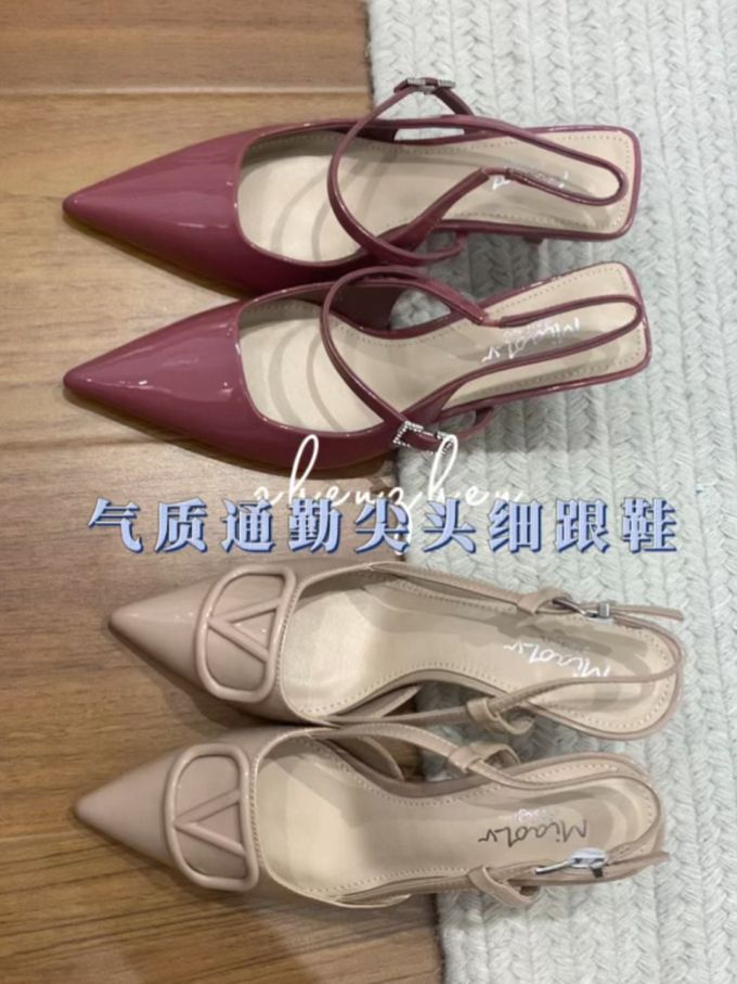 尖头 袢扣 浅口鞋 皮革 