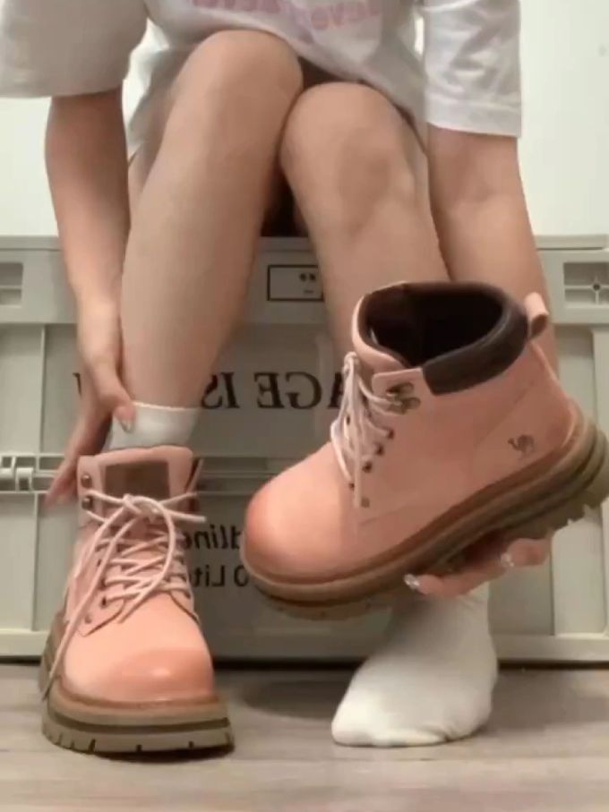 圆头 系带 皮革 