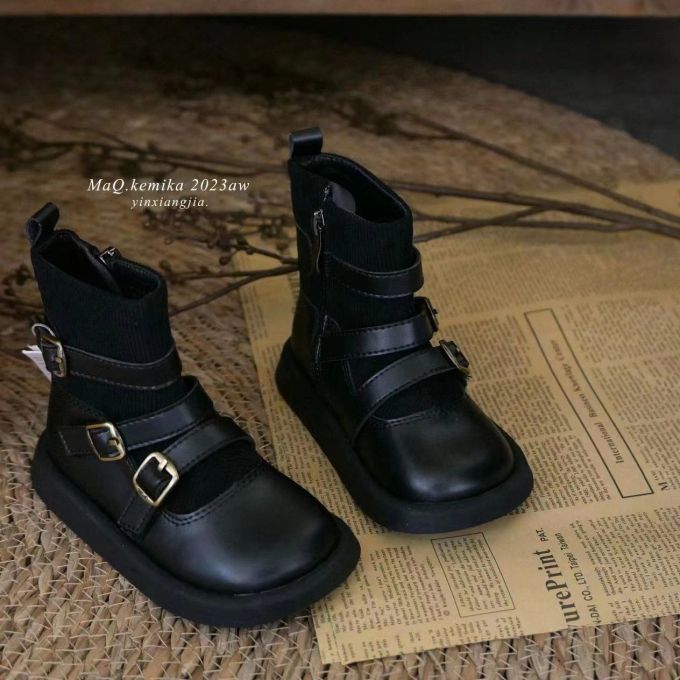 圆头 袢扣 中口鞋 皮革 