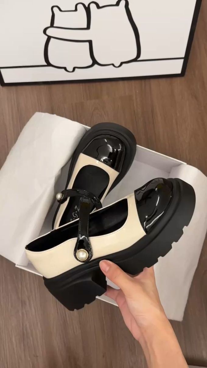 厚底 圆头 袢扣 中口鞋 皮革 
