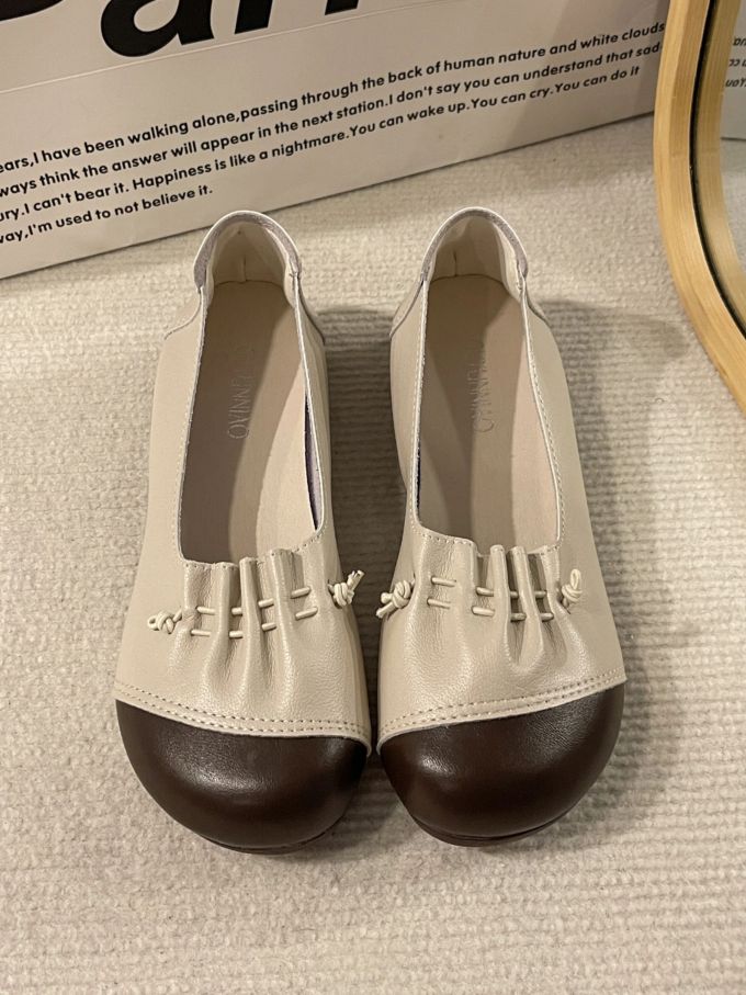 圆头 松紧带 中口鞋 皮革 
