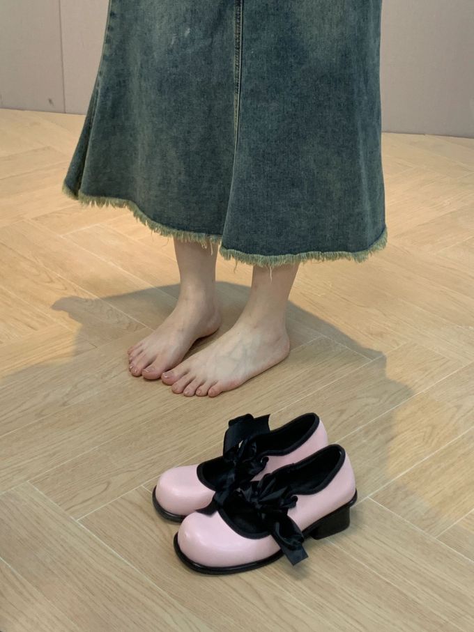 圆头 系带 皮革 