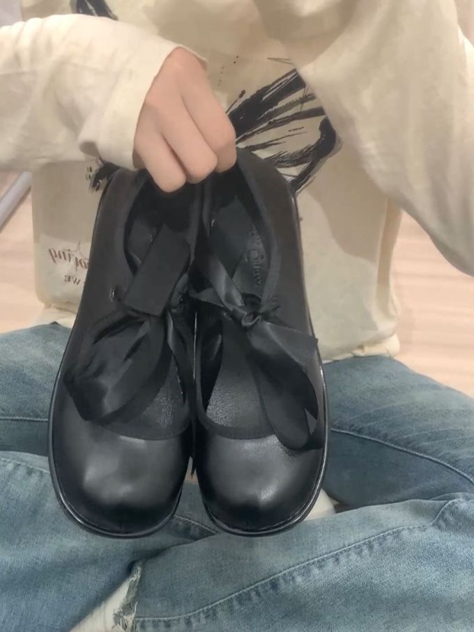 圆头 浅口鞋 皮革 