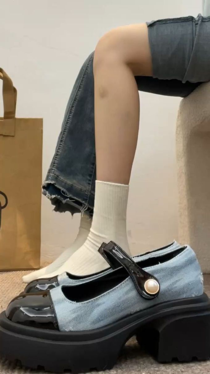 厚底 中口鞋 皮革 