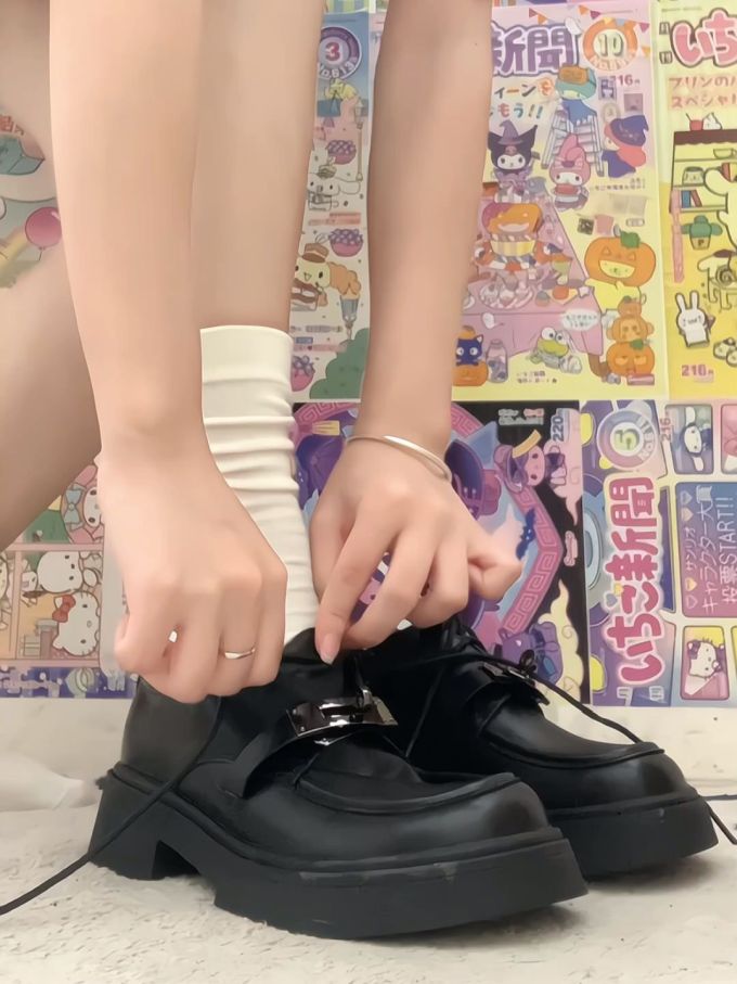 厚底 圆头 低帮 深口鞋 皮革