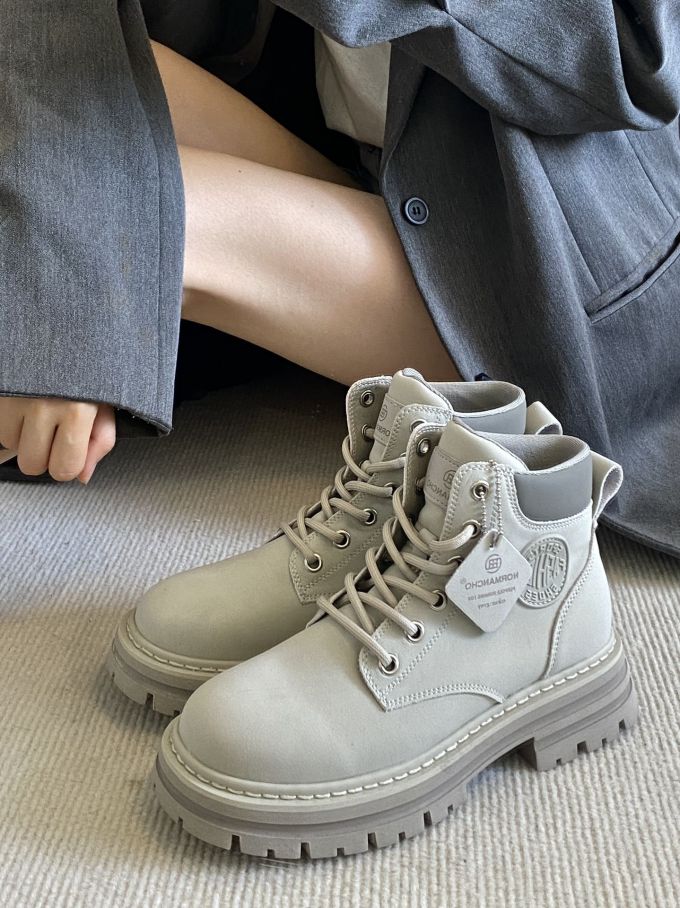 圆头 系带 皮革 