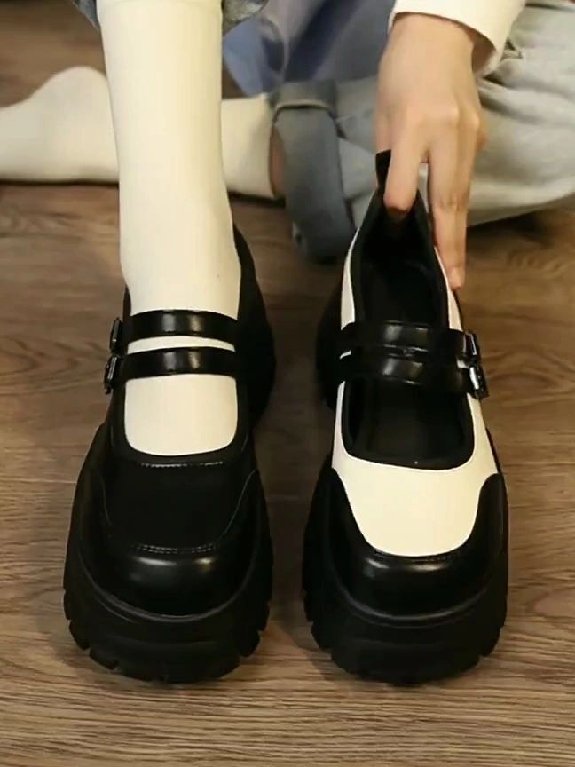 方头 袢扣 中口鞋 皮革 
