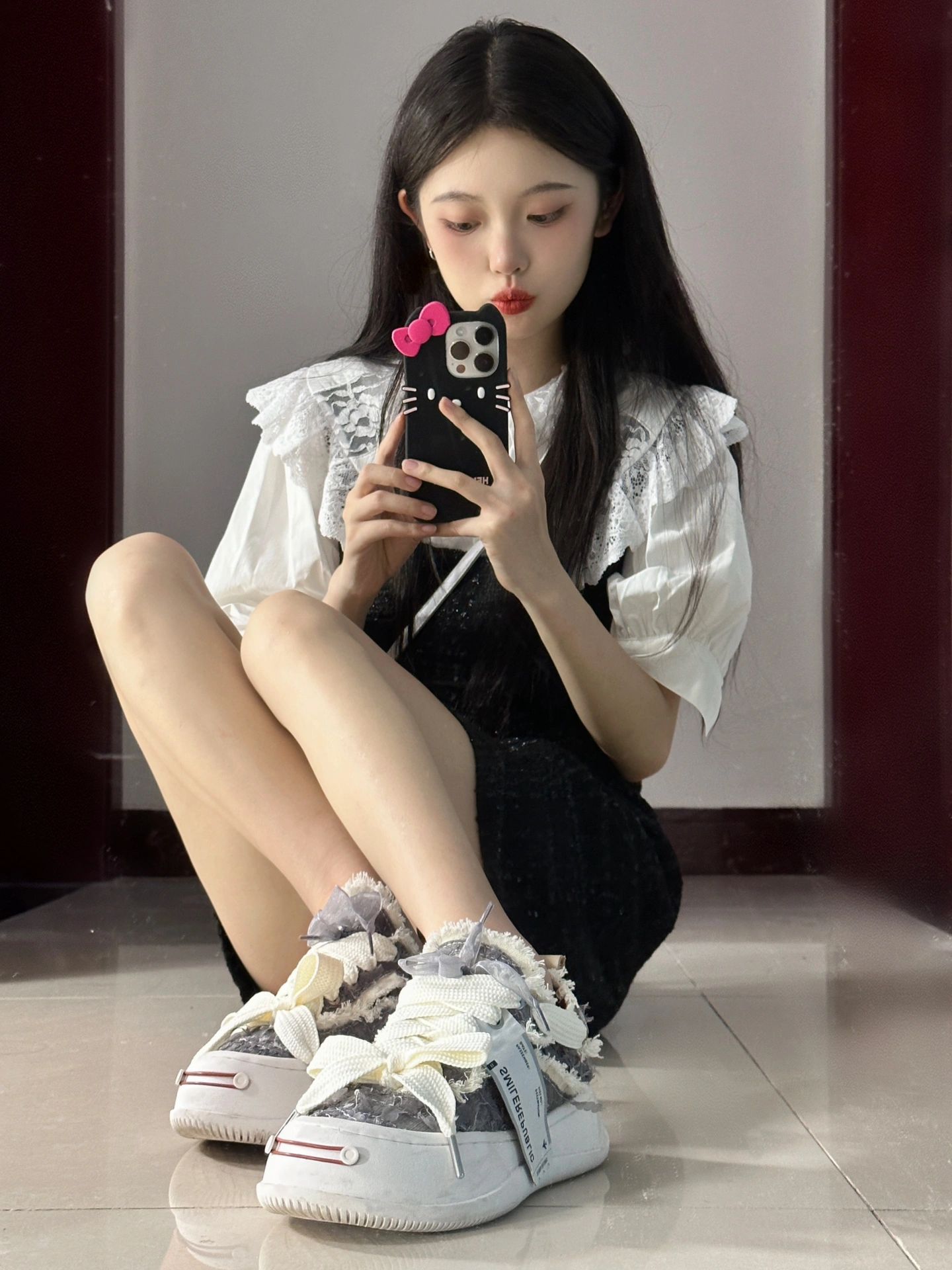 棉麻 抽褶 荷叶边 踢踏舞鞋色 蕾丝花边  - VALI鞋履AI设计主图