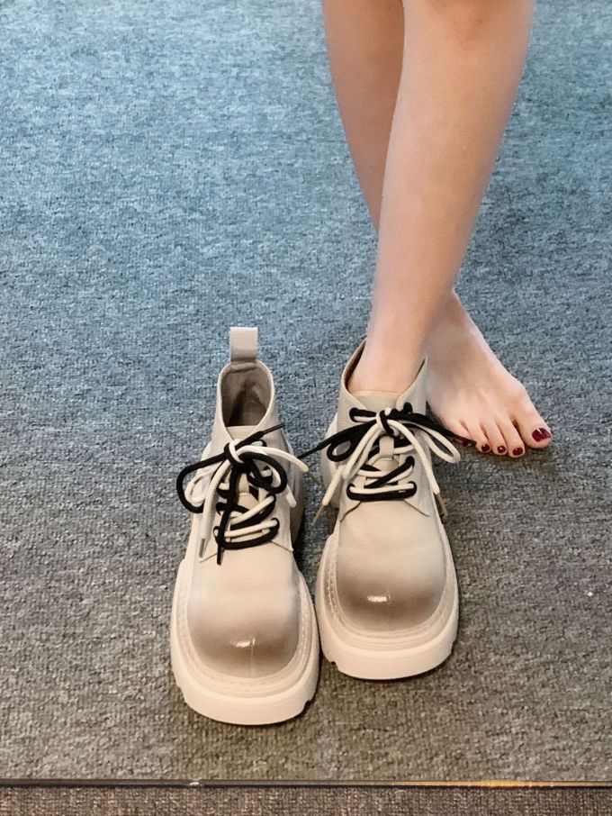 圆头 系带 皮革 