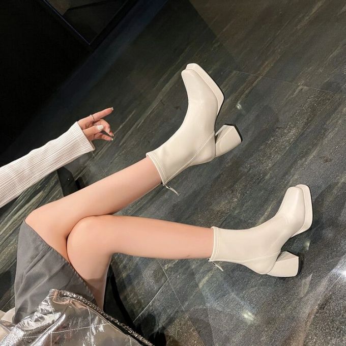 中跟 粗跟 皮革 