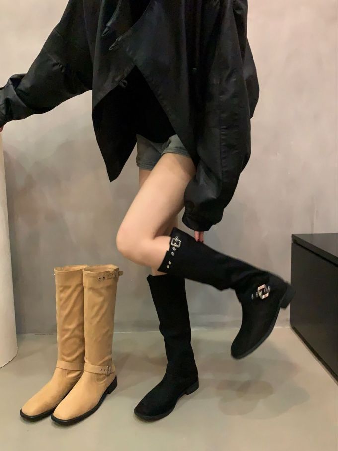 尖头 皮革 拉链 