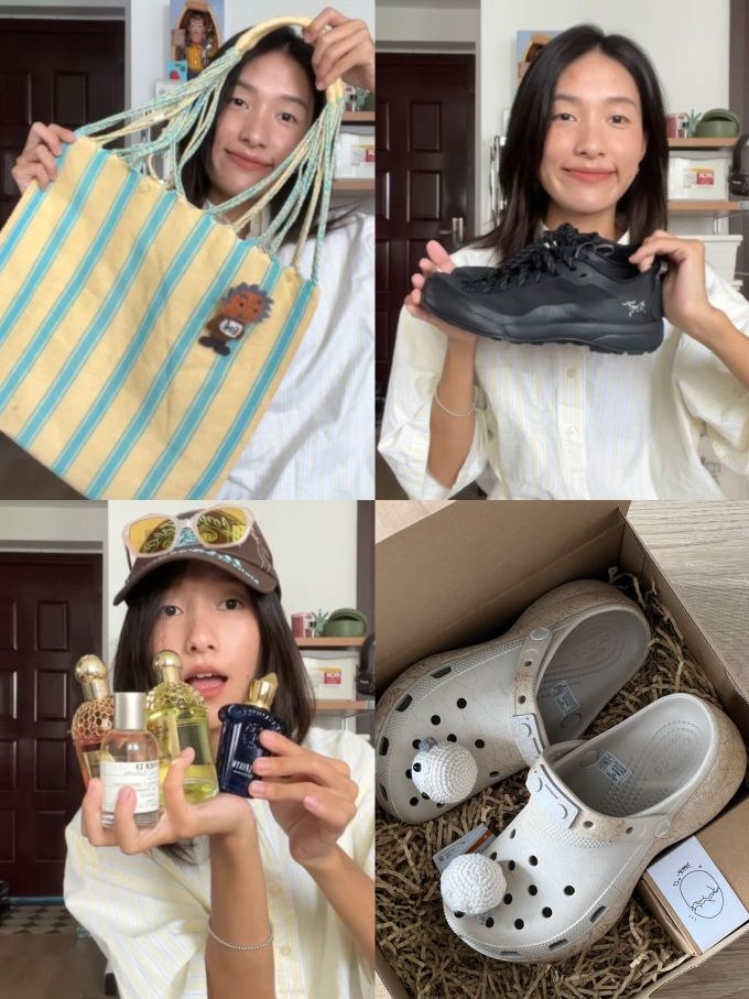 棉麻 H型 连帽领 卡通次元 条纹/波纹 贴布绣 深草色 水彩画蓝 