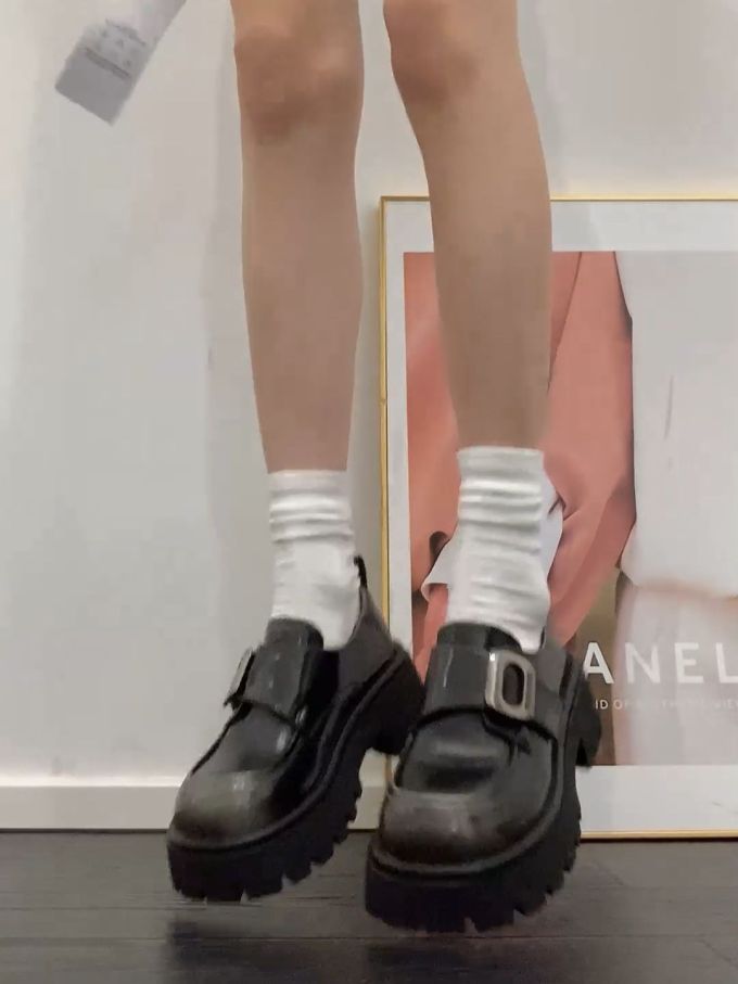 厚底 圆头 低帮 深口鞋 皮革 