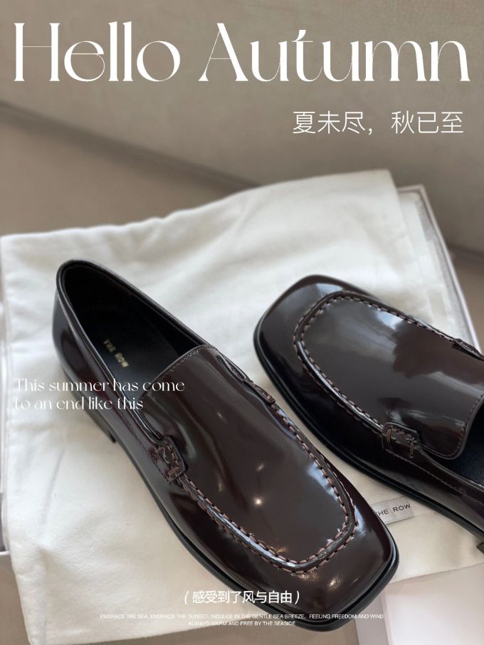 方头 低帮 深口鞋 皮革 