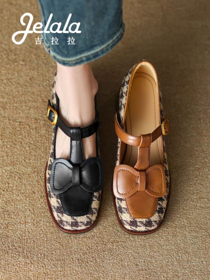 圆头 中口鞋 皮革 