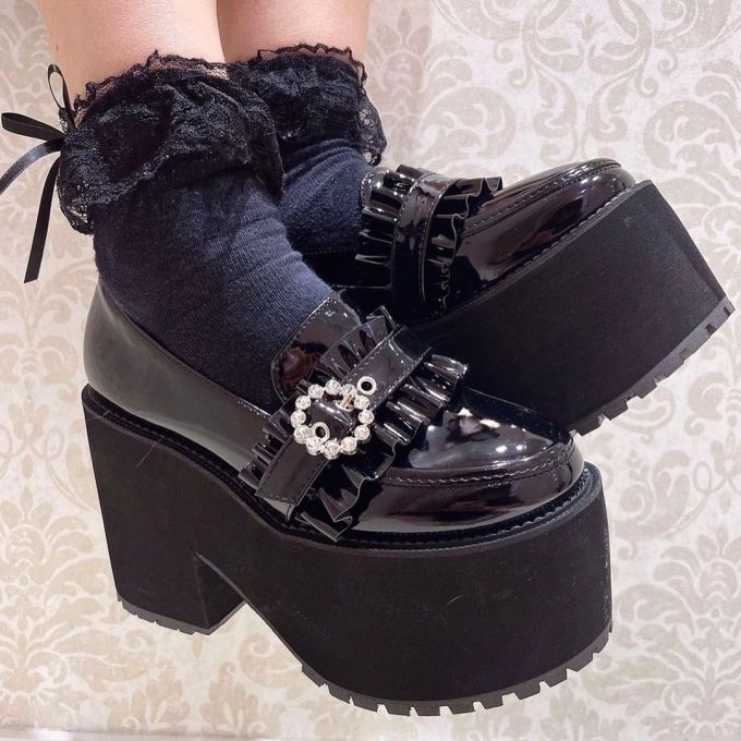 厚底 圆头 无帮 深口鞋 皮革 