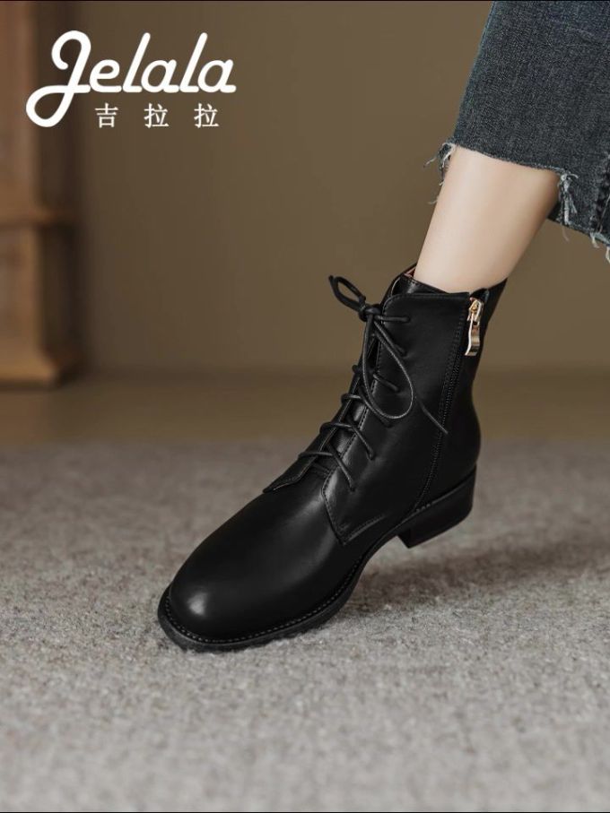 圆头 拉链 系带 皮革