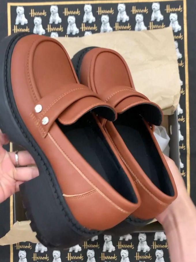 厚底 圆头 低帮 一脚蹬 深口鞋 皮革 