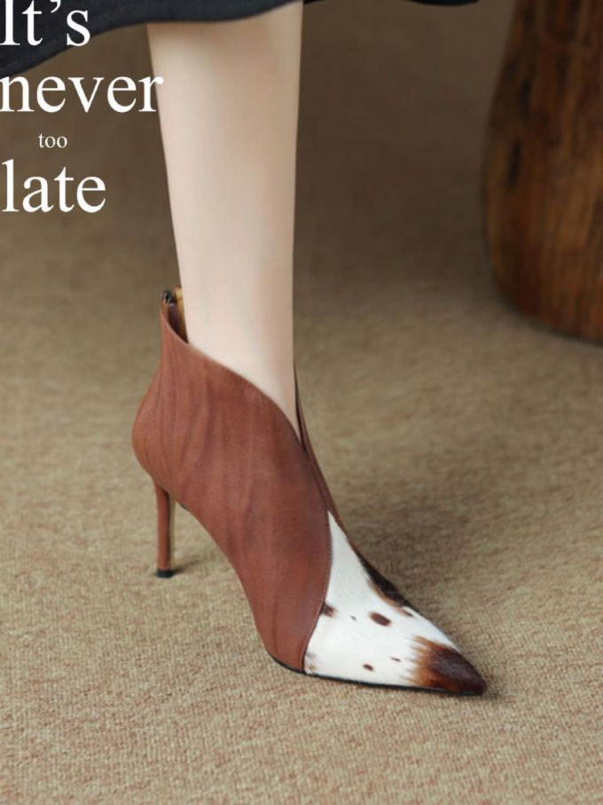 高跟 细跟 尖头 皮革 