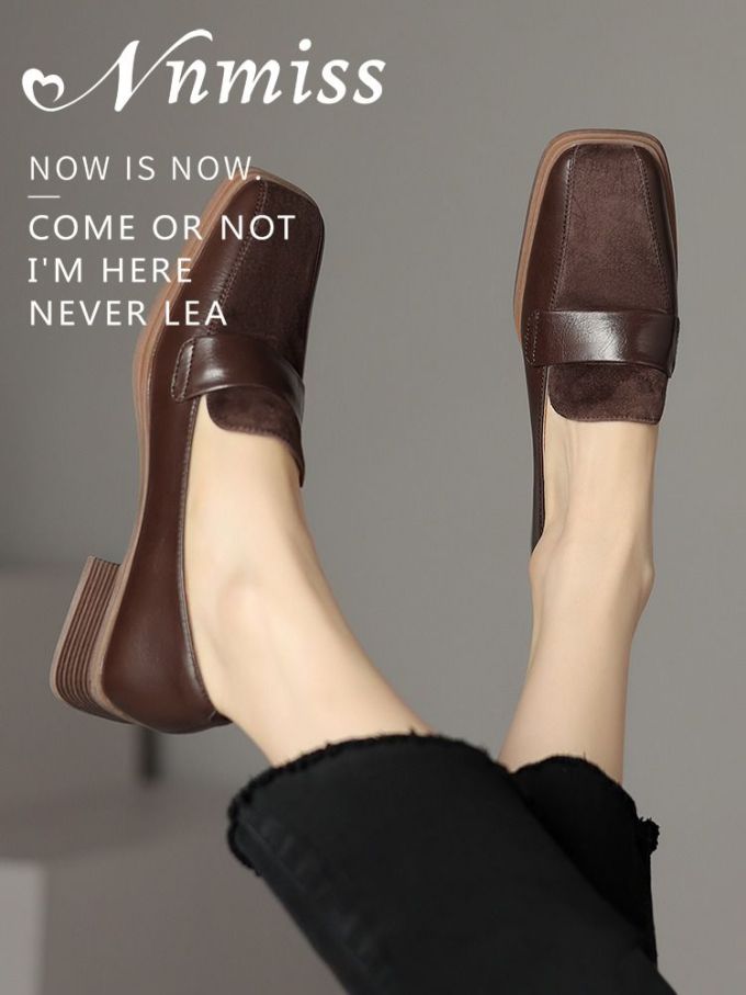 低帮 一脚蹬 深口鞋 皮革 