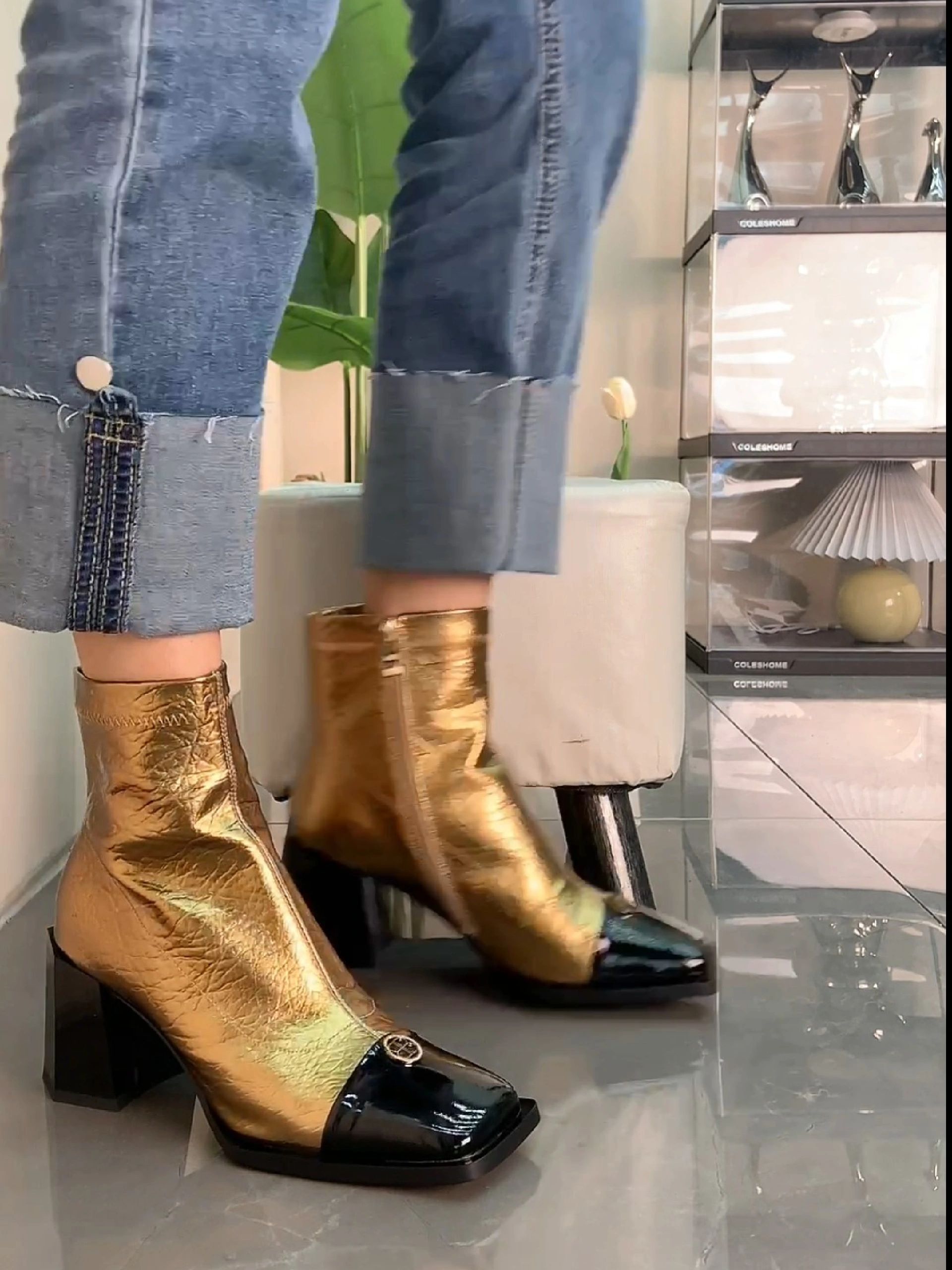 中跟 粗跟 方头 皮革  - VALI鞋履AI设计主图