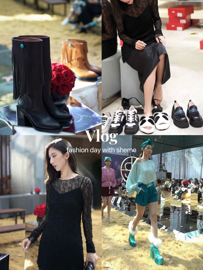 蕾丝面料 S型 圆形领 蓝黑色 淑女 