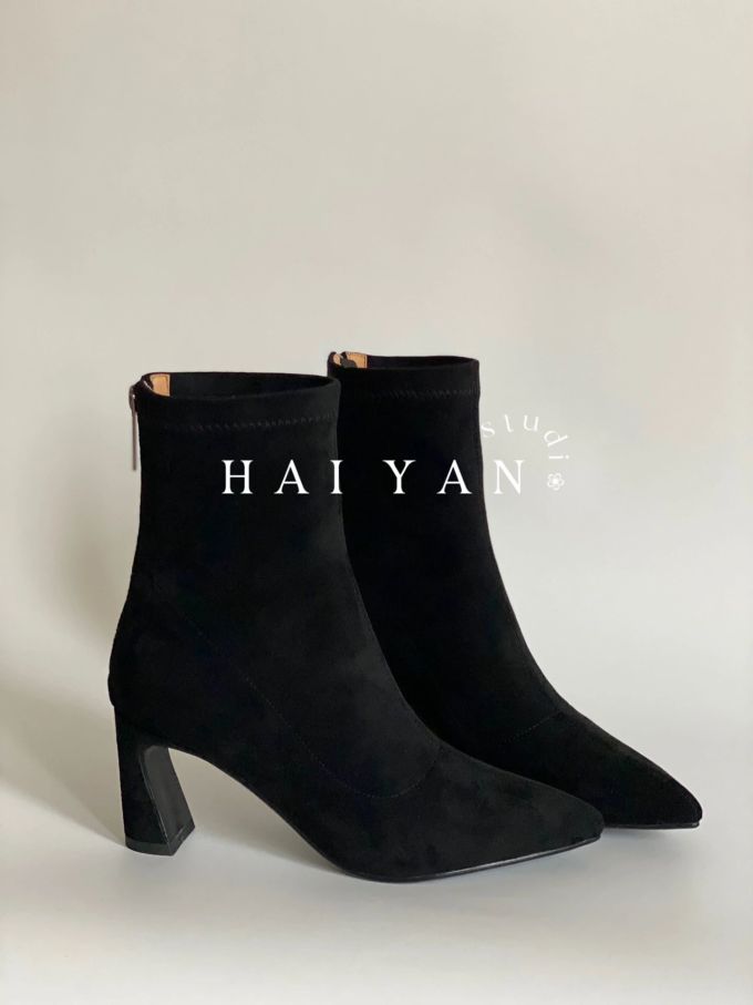 高跟 粗跟 尖头 皮革 