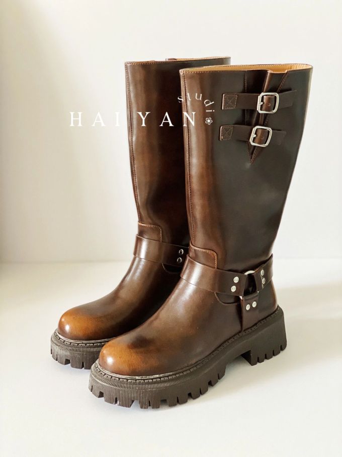 圆头 袢扣 皮革 