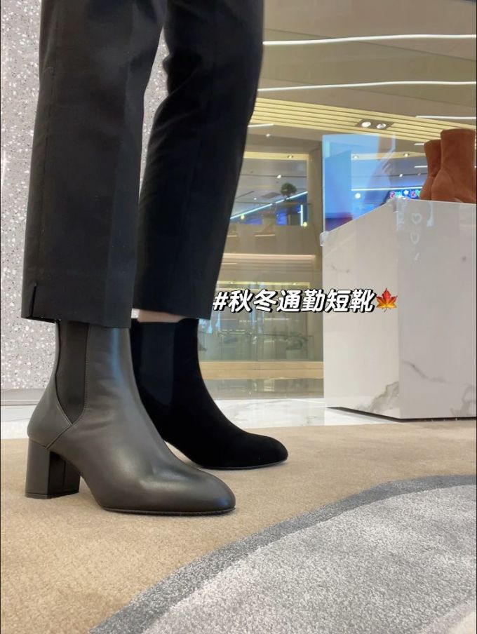 中跟 粗跟 松紧带 皮革