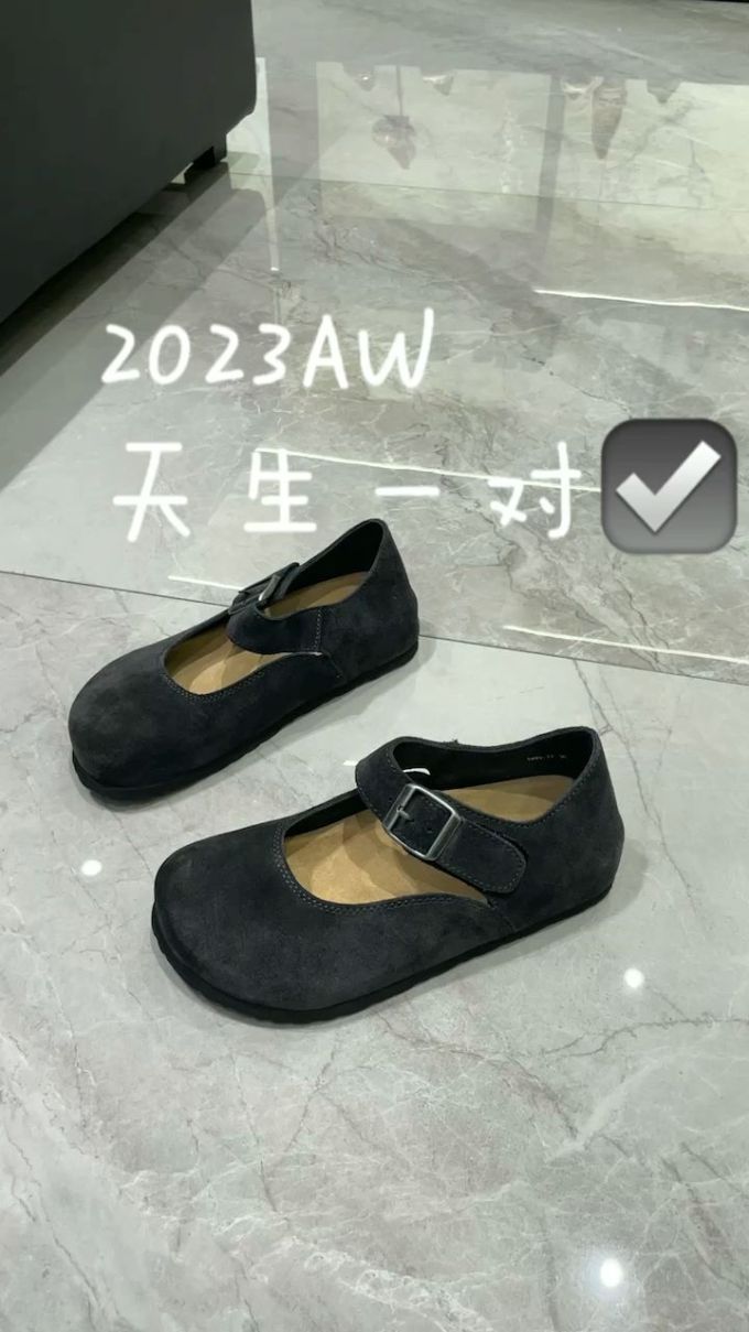 平底 圆头 袢扣 浅口鞋 皮革