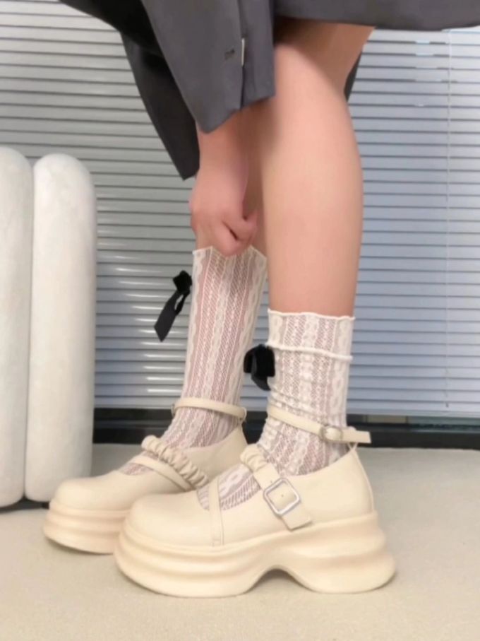 厚底 圆头 插扣 中口鞋 皮革