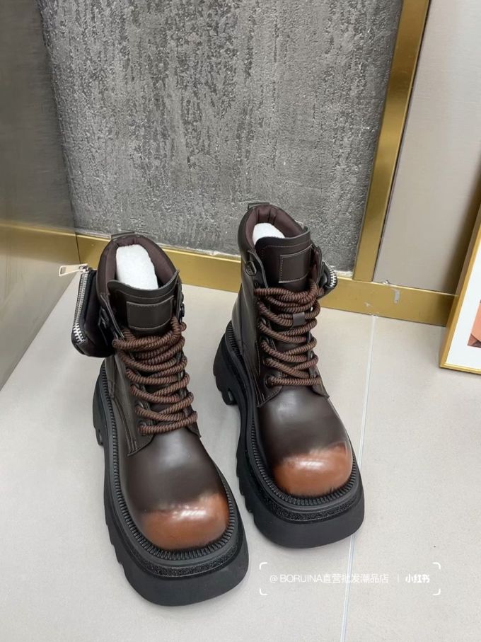 圆头 系带 皮革 