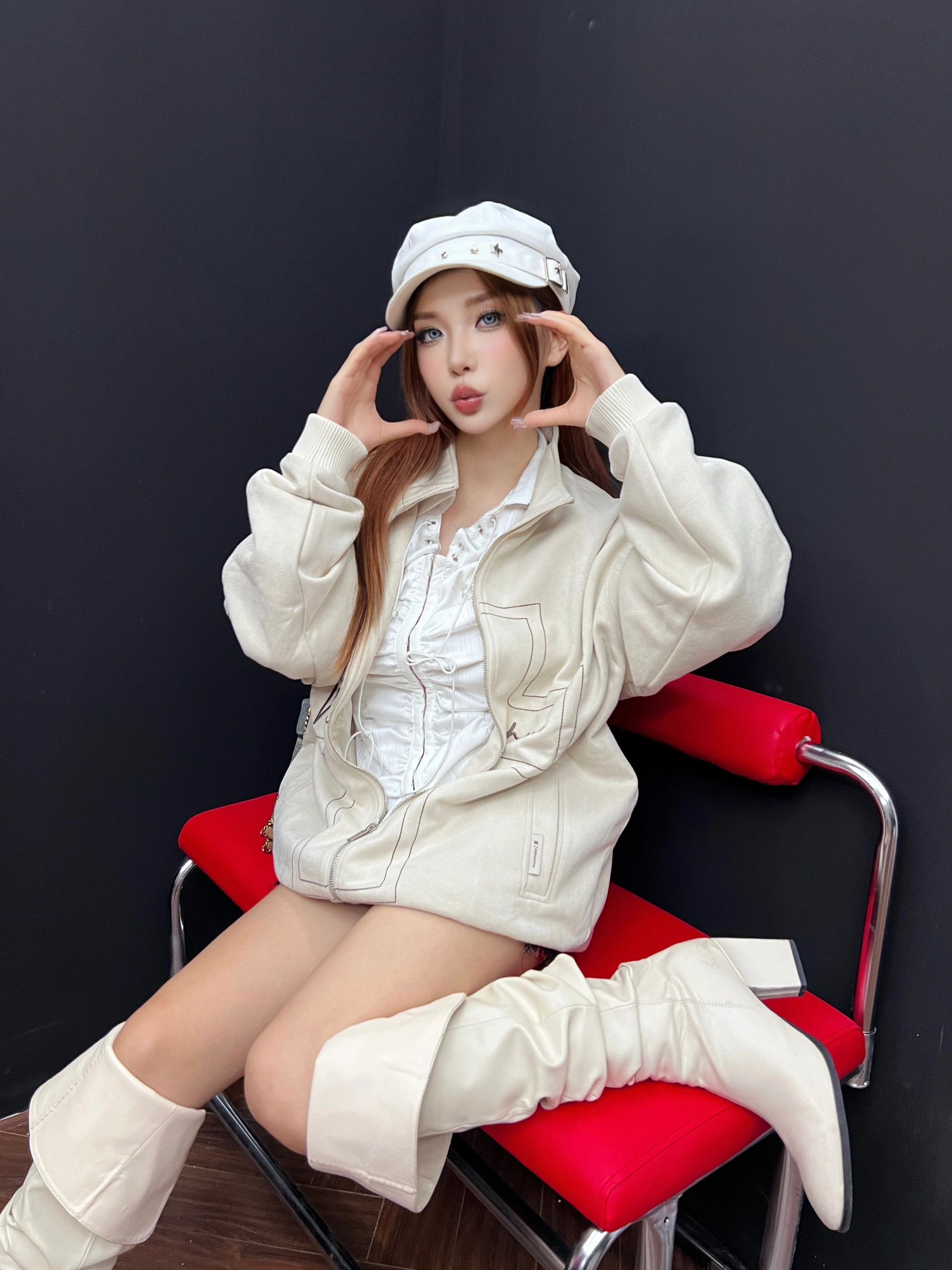 涂层 H型 撞色线迹 蒸气灰 气泡白 银桦色 基础拉链  - VALI鞋履AI设计主图