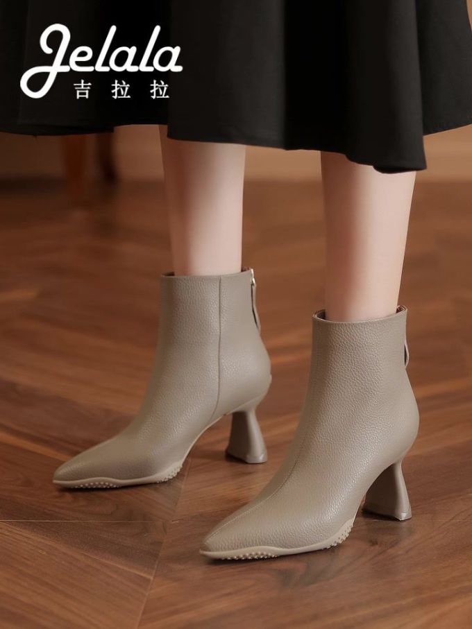 高跟 尖头 皮革 