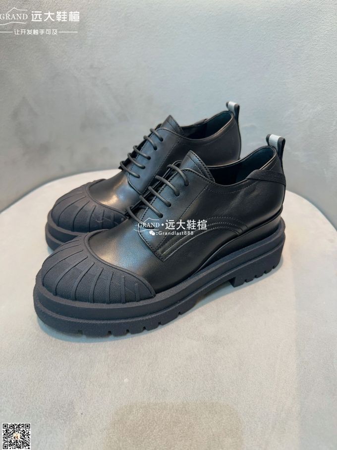 厚底 圆头 系带 皮革