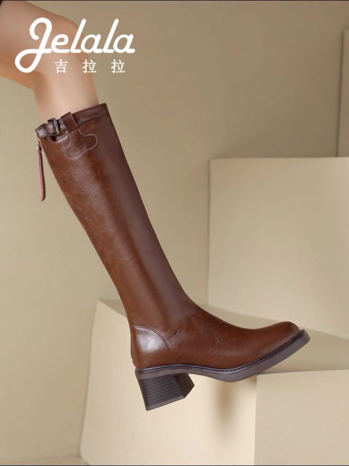 粗跟 皮革 
